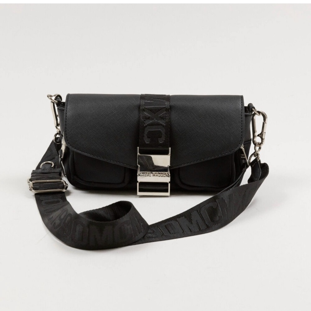 Steve Madden Black Crossbody Bag with Silver Accents